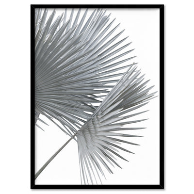 Fan Palm Fronds in Pastel III - Art Print, Poster, Stretched Canvas, or Framed Wall Art Print, shown in a black frame