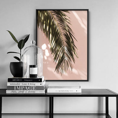 Desert Palm Frond in Afternoon Light - Art Print, Poster, Stretched Canvas or Framed Wall Art Prints, shown framed in a room