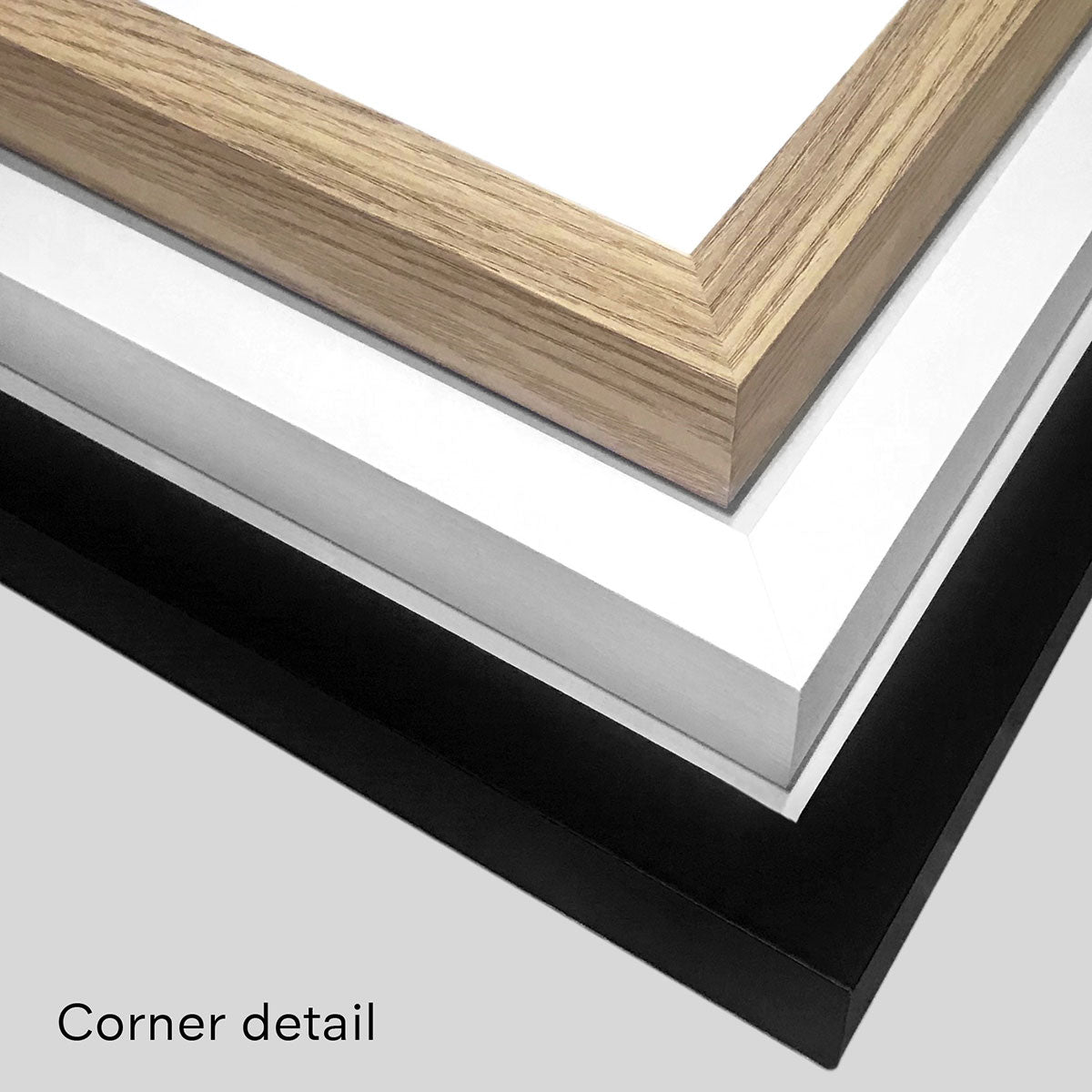 Poster Frames. Close up photo of corners in all colours