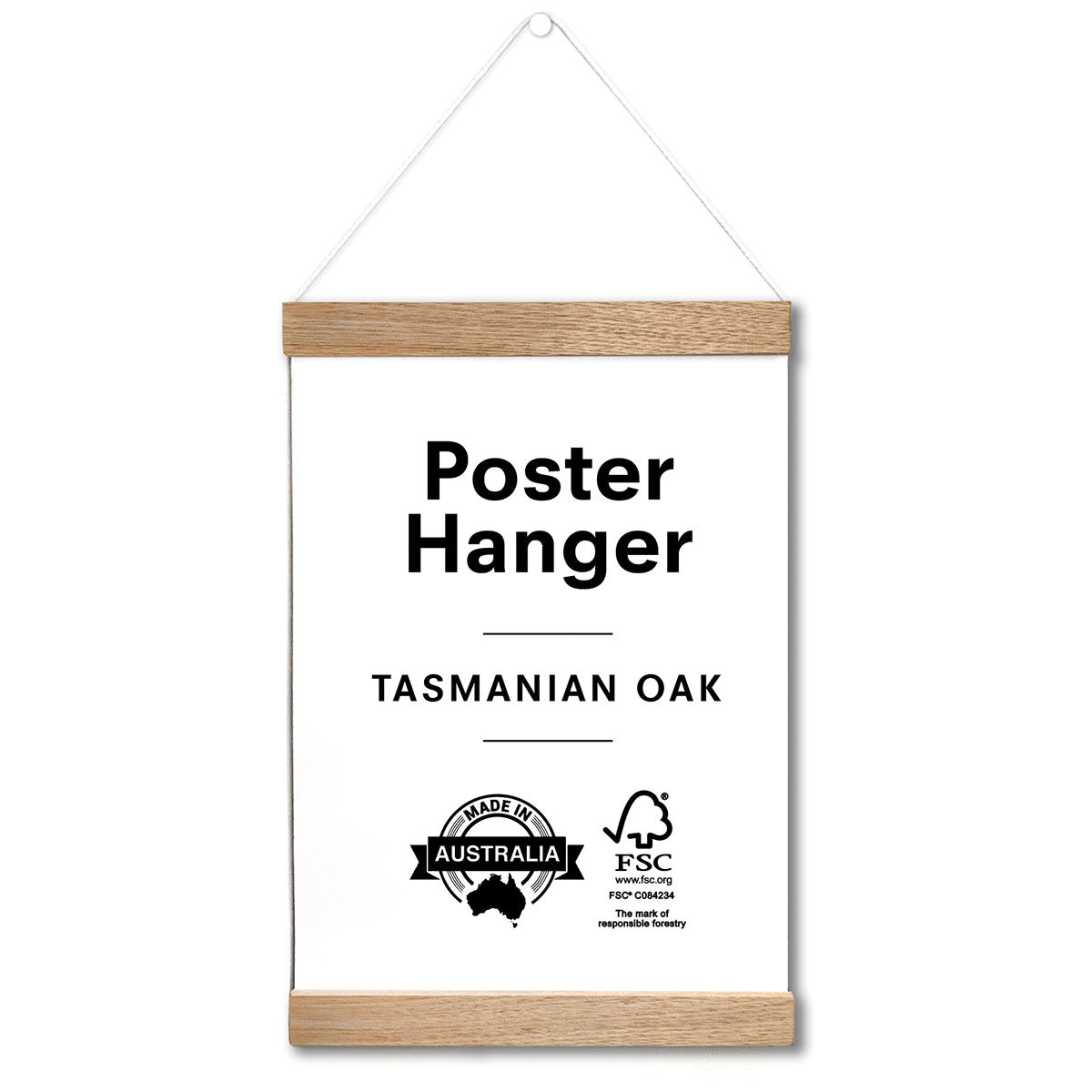 Poster hanger in Tasmanian Oak, Natural Oak Colour