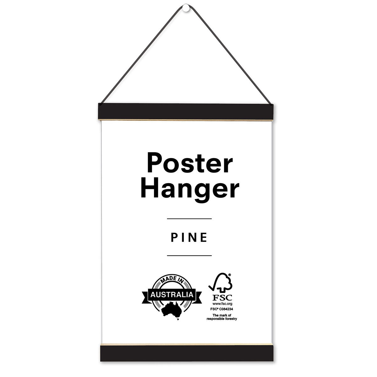 Poster hanger in Australian Pine, Black Colour