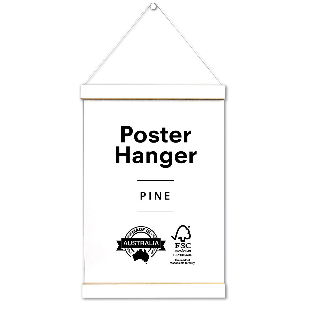 Poster hanger in Australian Pine, White Colour