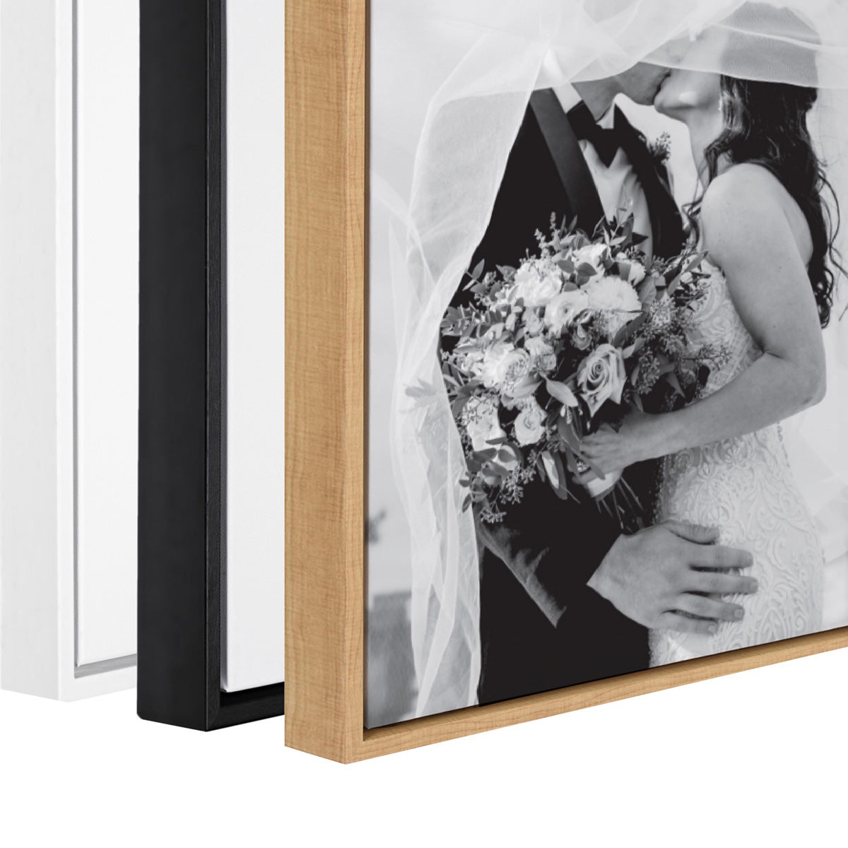 Premium Framed Canvas - details showing corner and moulding colours and quality