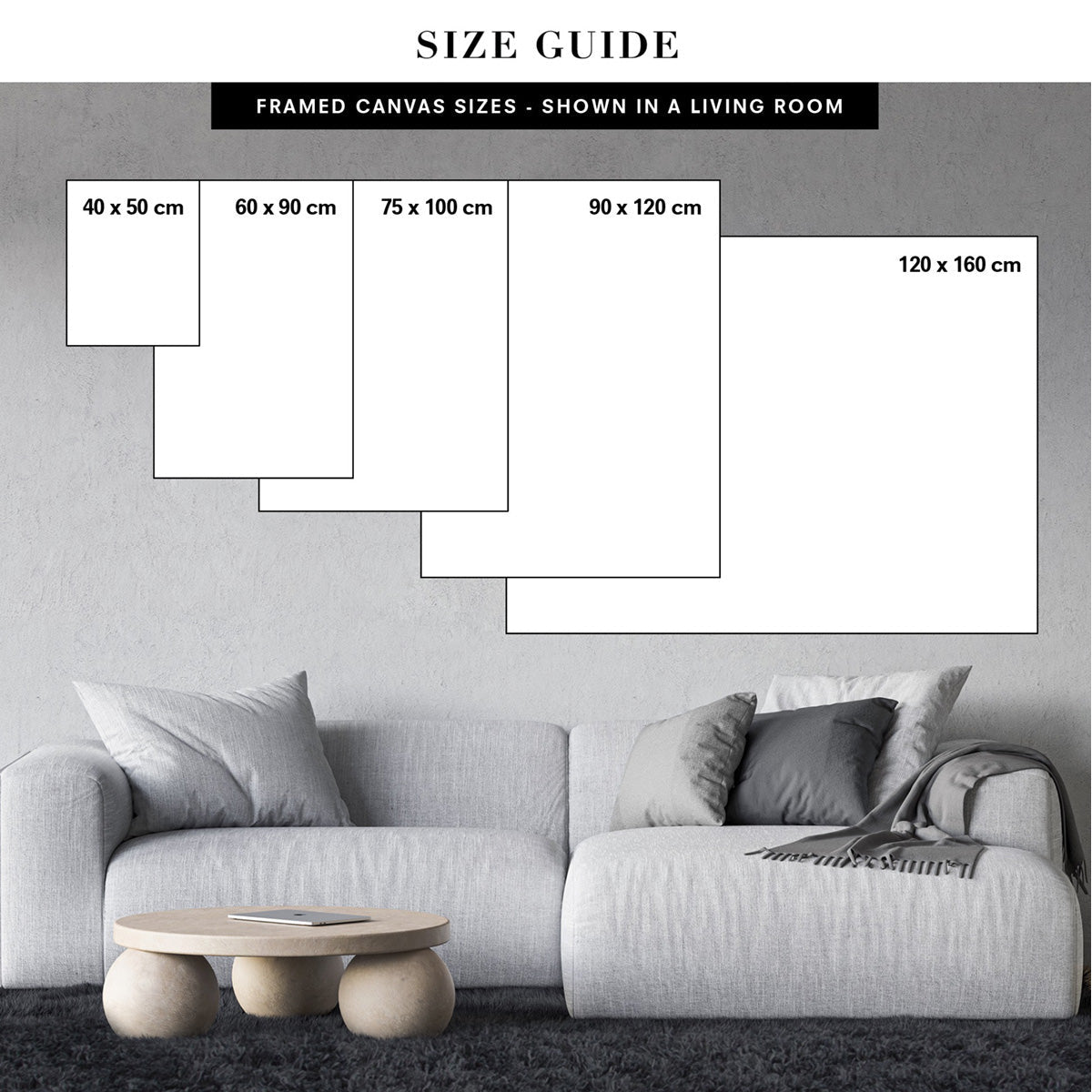 Framed Canvas size guide
