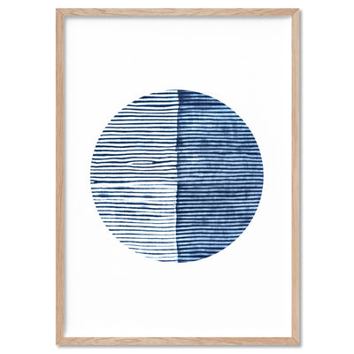 Shibori Indigo Tie Dye VI - Art Print, Poster, Stretched Canvas, or Framed Wall Art Print, shown in a natural timber frame