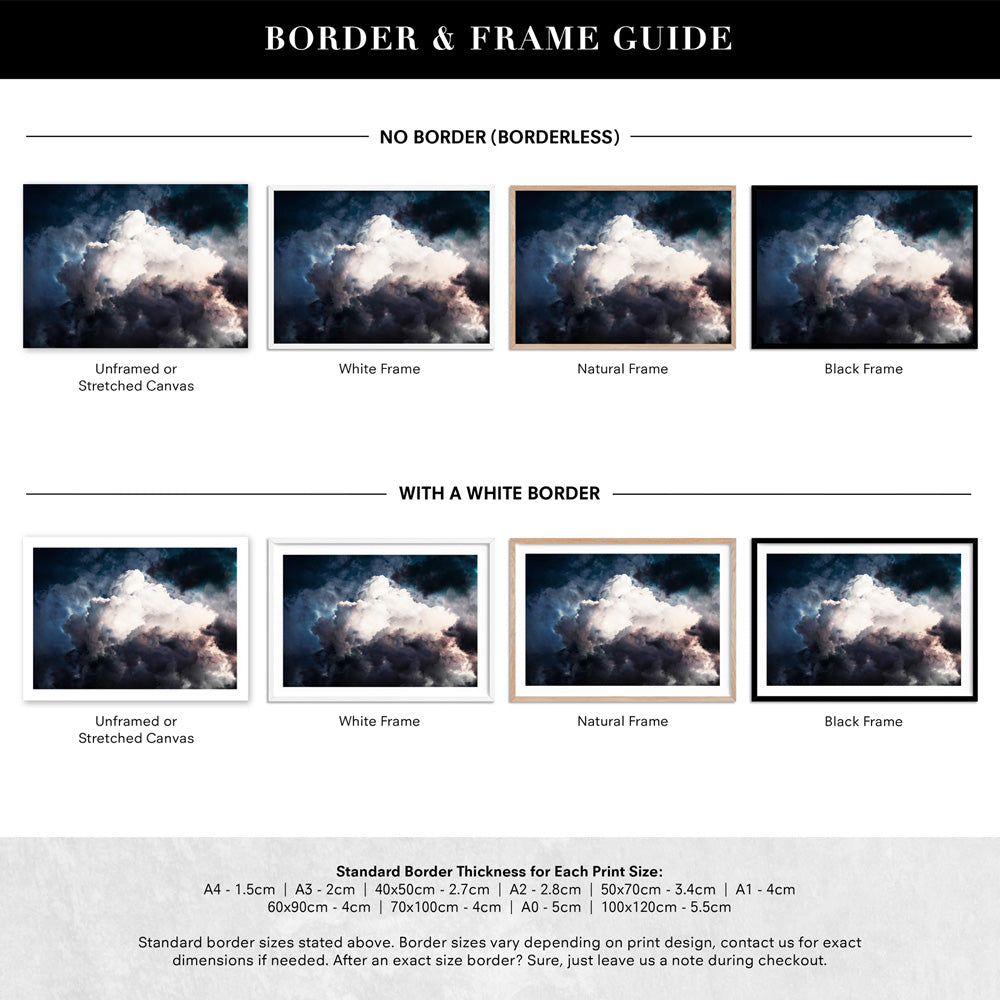 Dark Stormy Clouds in the Sky I - Art Print, Poster, Stretched Canvas or Framed Wall Art, Showing White , Black, Natural Frame Colours, No Frame (Unframed) or Stretched Canvas, and With or Without White Borders