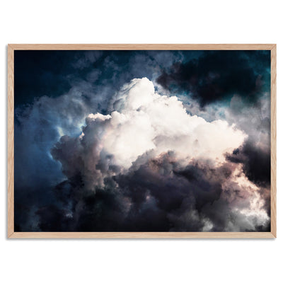Dark Stormy Clouds in the Sky I - Art Print, Poster, Stretched Canvas, or Framed Wall Art Print, shown in a natural timber frame
