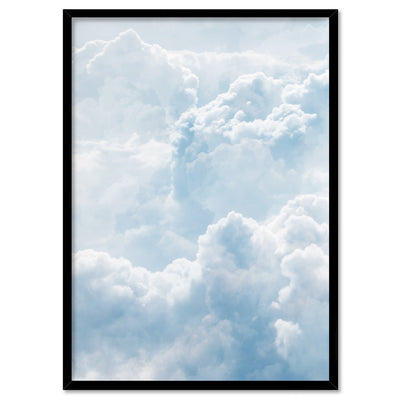 White Clouds in Blue Sky II - Art Print, Poster, Stretched Canvas, or Framed Wall Art Print, shown in a black frame