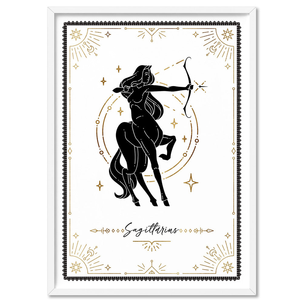 Sagittarius Star Sign | Tarot Card Style (faux look foil) - Art Print