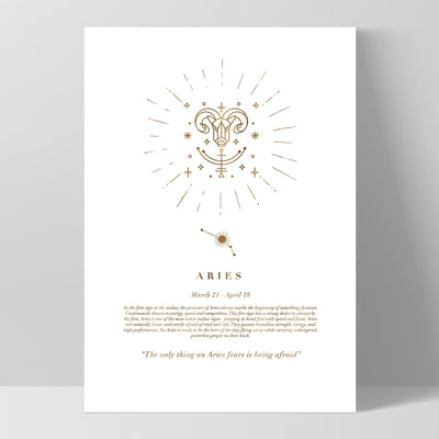 Aries Star Sign | Celestial Boho (faux look foil) - Art Print, Poster, Stretched Canvas, or Framed Wall Art Print, shown as a stretched canvas or poster without a frame