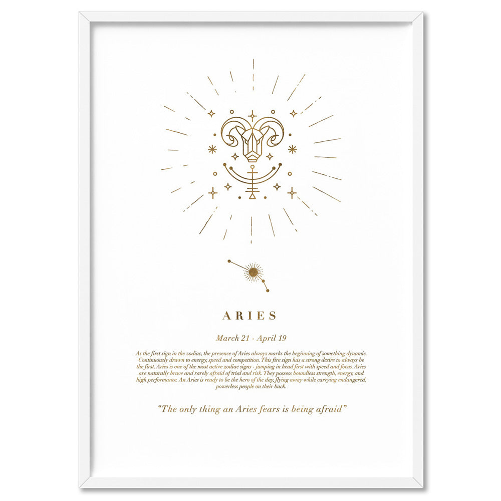 Aries Scandi Star Sign Art Print. Zodiac Poster in Faux Gold – Print ...