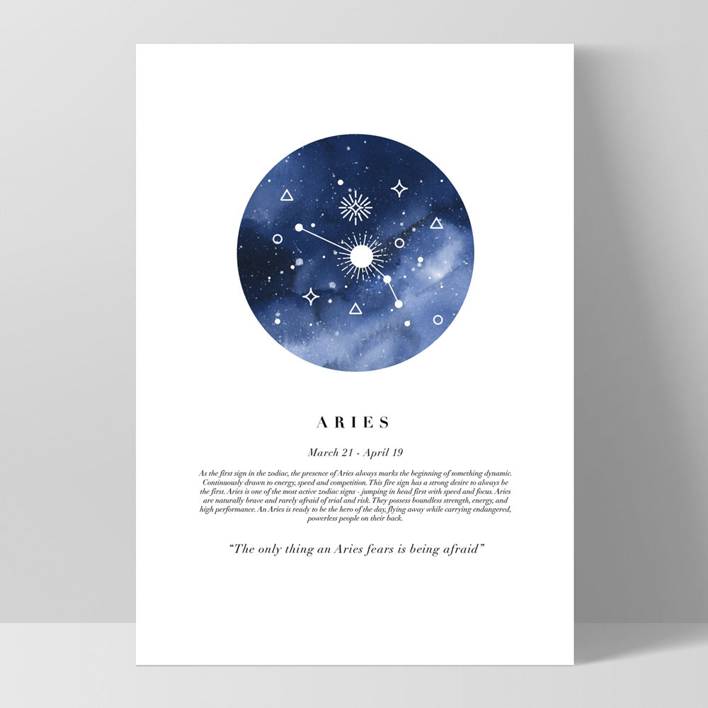 Aries Star Sign | Watercolour Circle - Art Print, Poster, Stretched Canvas, or Framed Wall Art Print, shown as a stretched canvas or poster without a frame