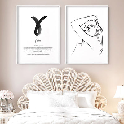 Aries Star Sign | Watercolour Symbol - Art Print, Poster, Stretched Canvas or Framed Wall Art, shown framed in a home interior space