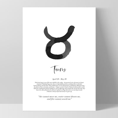 Taurus Star Sign | Watercolour Symbol - Art Print, Poster, Stretched Canvas, or Framed Wall Art Print, shown as a stretched canvas or poster without a frame