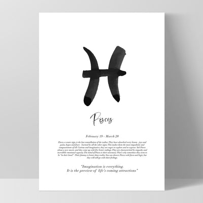 Pisces Star Sign | Watercolour Symbol - Art Print, Poster, Stretched Canvas, or Framed Wall Art Print, shown as a stretched canvas or poster without a frame