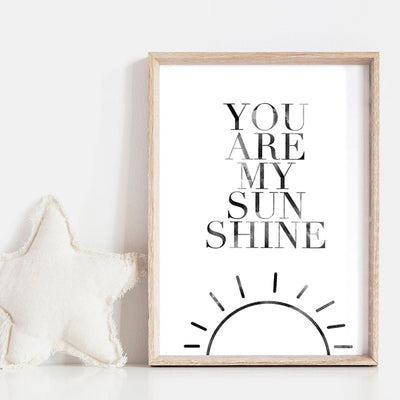You Are My Sunshine  - Art Print, Poster, Stretched Canvas or Framed Wall Art Prints, shown framed in a room