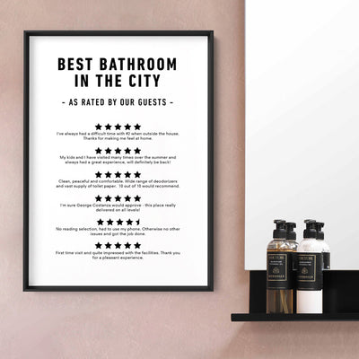Best Bathroom in The City - Art Print, Poster, Stretched Canvas or Framed Wall Art Prints, shown framed in a room