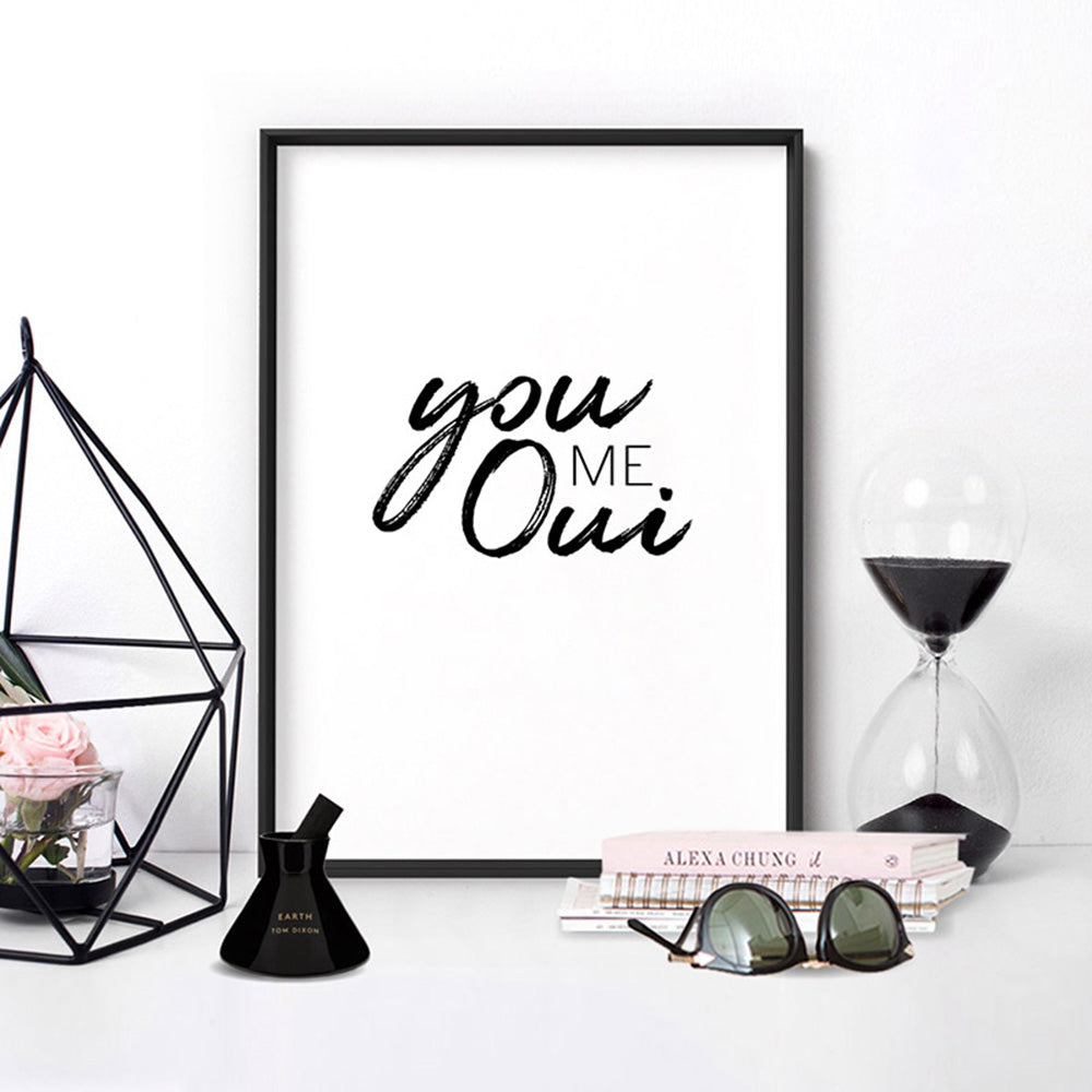 You Me Oui - Art Print, Poster, Stretched Canvas or Framed Wall Art Prints, shown framed in a room