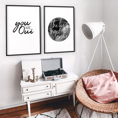 You Me Oui - Art Print, Poster, Stretched Canvas or Framed Wall Art, shown framed in a home interior space