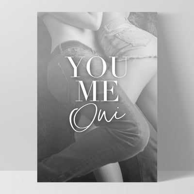 You Me Oui Embrace - Art Print, Poster, Stretched Canvas, or Framed Wall Art Print, shown as a stretched canvas or poster without a frame