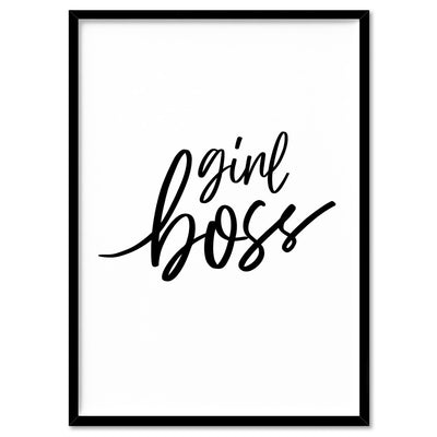 Girl Boss Type - Art Print, Poster, Stretched Canvas, or Framed Wall Art Print, shown in a black frame