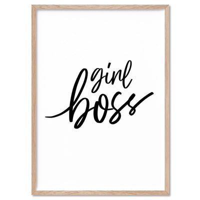 Girl Boss Type - Art Print, Poster, Stretched Canvas, or Framed Wall Art Print, shown in a natural timber frame
