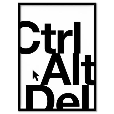 CTRL ALT DEL - Art Print, Poster, Stretched Canvas, or Framed Wall Art Print, shown in a black frame