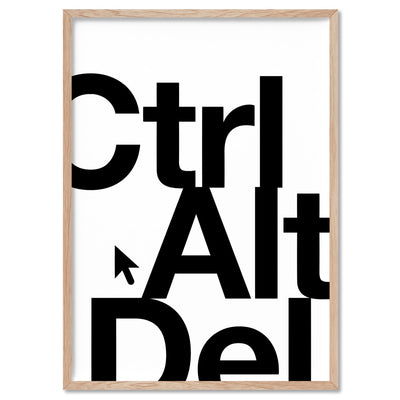 CTRL ALT DEL - Art Print, Poster, Stretched Canvas, or Framed Wall Art Print, shown in a natural timber frame
