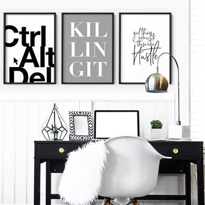 CTRL ALT DEL - Art Print, Poster, Stretched Canvas or Framed Wall Art, shown framed in a home interior space
