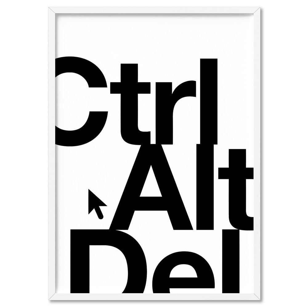 CTRL ALT DEL - Art Print, Poster, Stretched Canvas, or Framed Wall Art Print, shown in a white frame