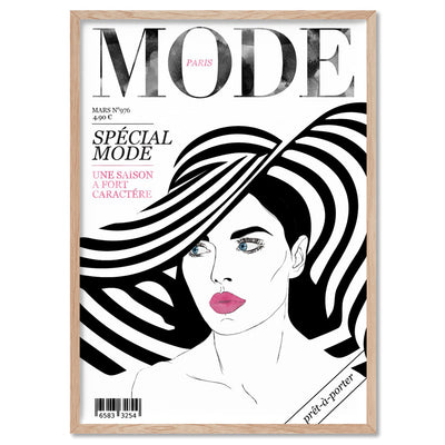 MODE French Fashion Magazine Cover - Art Print, Poster, Stretched Canvas, or Framed Wall Art Print, shown in a natural timber frame