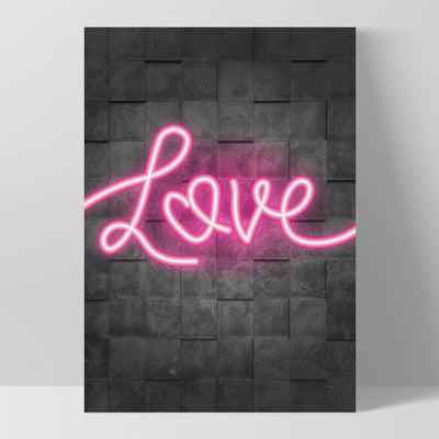 Love Neon - Art Print, Poster, Stretched Canvas, or Framed Wall Art Print, shown as a stretched canvas or poster without a frame
