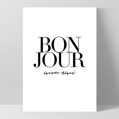Bonjour, Mon Ami - Art Print, Poster, Stretched Canvas, or Framed Wall Art Print, shown as a stretched canvas or poster without a frame