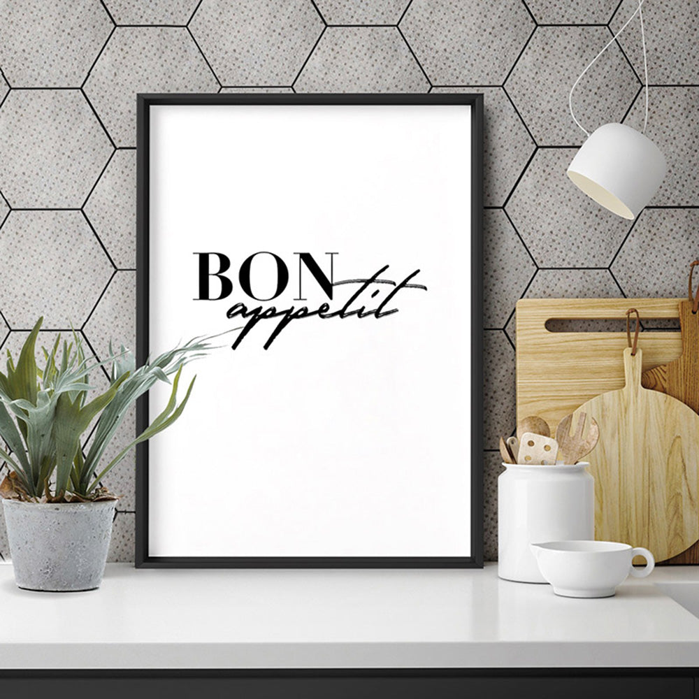 Bon Appetit - Art Print, Poster, Stretched Canvas or Framed Wall Art Prints, shown framed in a room