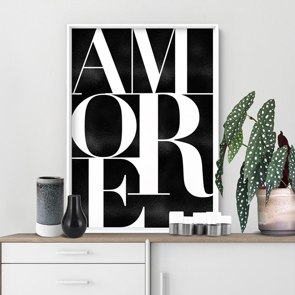 Amore - Art Print, Poster, Stretched Canvas or Framed Wall Art Prints, shown framed in a room
