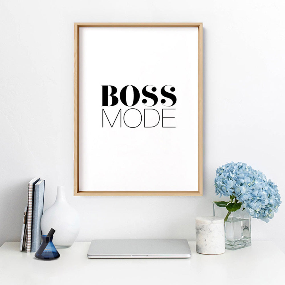 Boss Mode - Art Print, Poster, Stretched Canvas or Framed Wall Art Prints, shown framed in a room