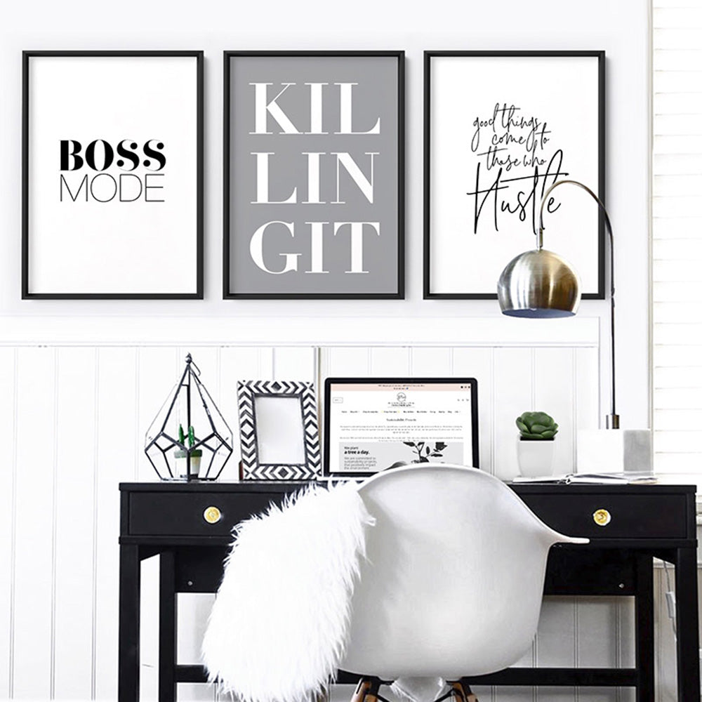 KILLING IT - Art Print, Poster, Stretched Canvas or Framed Wall Art, shown framed in a home interior space