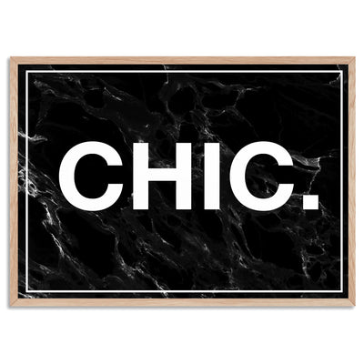 CHIC Word Typography - Art Print, Poster, Stretched Canvas, or Framed Wall Art Print, shown in a natural timber frame