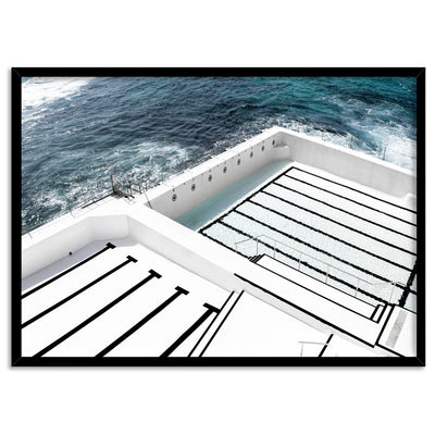Bondi Icebergs Pool I - Art Print, Poster, Stretched Canvas, or Framed Wall Art Print, shown in a black frame