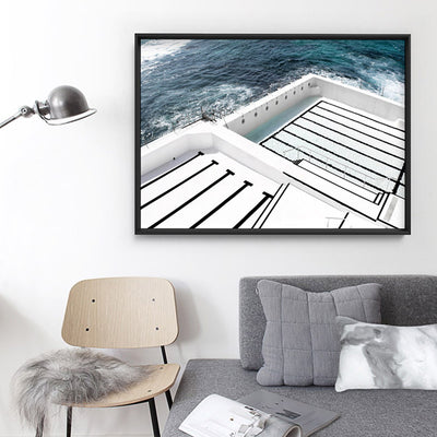 Bondi Icebergs Pool I - Art Print, Poster, Stretched Canvas or Framed Wall Art Prints, shown framed in a room