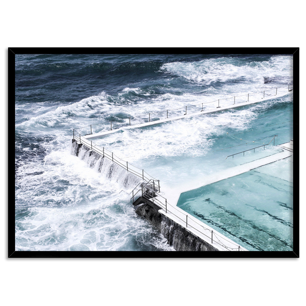 Bondi Icebergs Pool II - Art Print, Poster, Stretched Canvas, or Framed Wall Art Print, shown in a black frame
