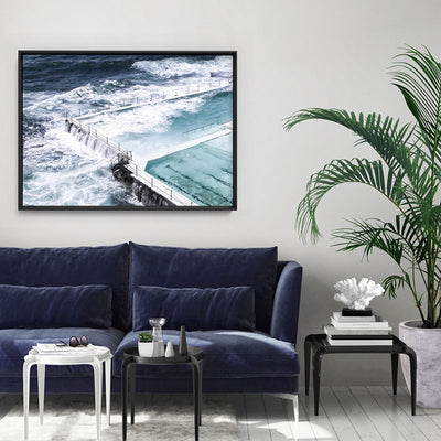 Bondi Icebergs Pool II - Art Print, Poster, Stretched Canvas or Framed Wall Art Prints, shown framed in a room