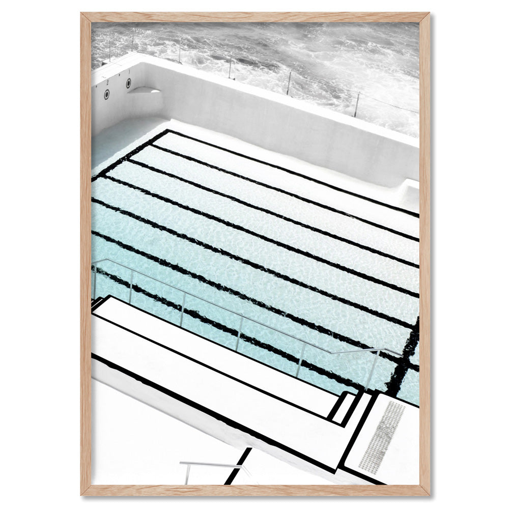 Bondi Icebergs Pool III - Art Print, Poster, Stretched Canvas, or Framed Wall Art Print, shown in a natural timber frame