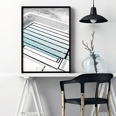 Bondi Icebergs Pool III - Art Print, Poster, Stretched Canvas or Framed Wall Art Prints, shown framed in a room