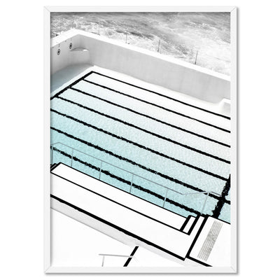 Bondi Icebergs Pool III - Art Print, Poster, Stretched Canvas, or Framed Wall Art Print, shown in a white frame