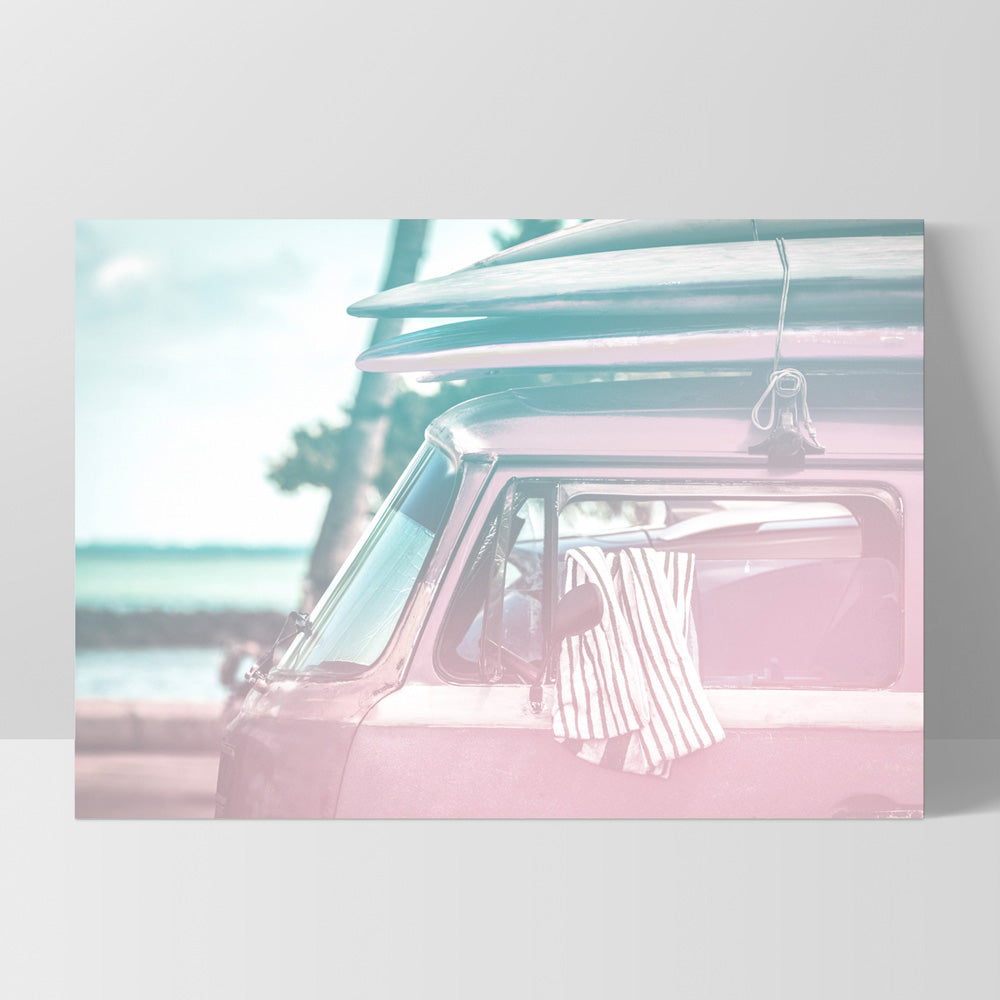 California Pastels / Kombi - Art Print, Poster, Stretched Canvas, or Framed Wall Art Print, shown as a stretched canvas or poster without a frame