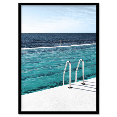 Bondi Icebergs Pool V - Art Print, Poster, Stretched Canvas, or Framed Wall Art Print, shown in a black frame