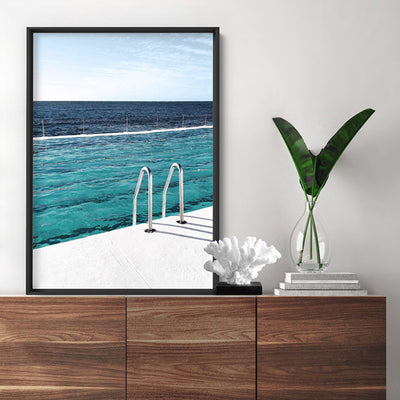 Bondi Icebergs Pool V - Art Print, Poster, Stretched Canvas or Framed Wall Art Prints, shown framed in a room