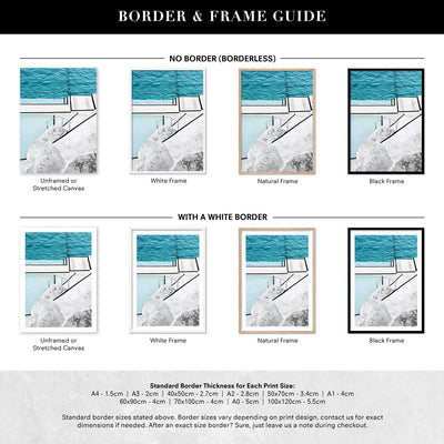 Bondi Icebergs Pool VI - Art Print, Poster, Stretched Canvas or Framed Wall Art, Showing White , Black, Natural Frame Colours, No Frame (Unframed) or Stretched Canvas, and With or Without White Borders