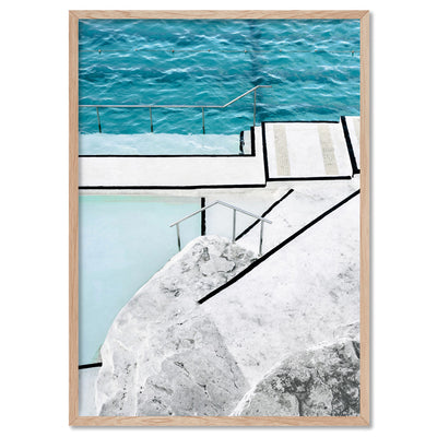 Bondi Icebergs Pool VI - Art Print, Poster, Stretched Canvas, or Framed Wall Art Print, shown in a natural timber frame